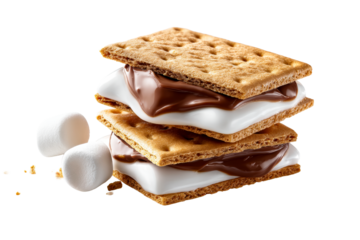 Delicious smores stacked with gooey chocolate and fluffy marshmallow