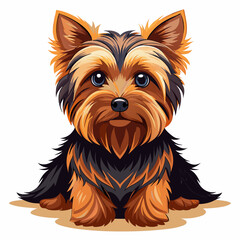 Cute Yorkie Dog Vector – Fluffy Toy Breed Puppy Portrait