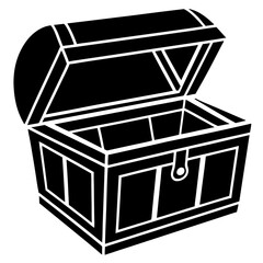 open treasure chest on white background  