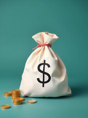 Budget expenditure categories. The dollar money bag is marked with negatives. Diminishing savings. Restricted funds. Business and budget deficits. Cut expenses.