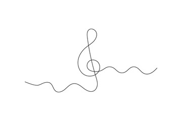 One line drawing music notes and microphone, minimalist vector illustration design
