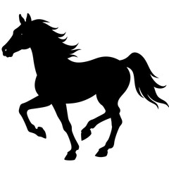 horse galloping silhouette on white background