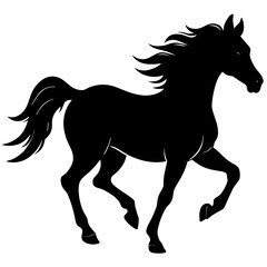 horse galloping silhouette on white background