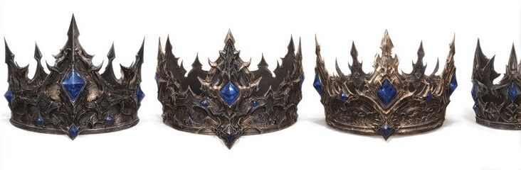 Regal fantasy object known as the Enchanting Blue Crown on a transparent background
