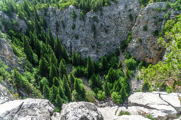 The scenic view of Kayaağıl Obruğu (Kayaağıl sinkhole), at Dikmen village, Akseki, Antalya