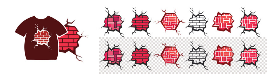 Cracked wall with exposed Bricks design 