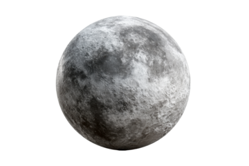 Lunar surface highlighting craters and texture on clear background