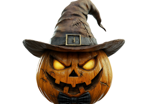 Halloween Jack o' lantern with witch hat