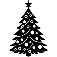 christmas tree with ornaments on white 