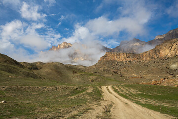 View of Cherek gorge in the Caucasus mountains