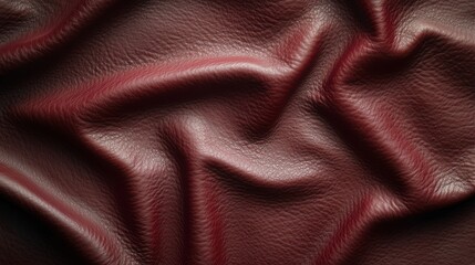 Fototapeta premium dark burgundy red grainy leather with folds and wrinkles texture.
