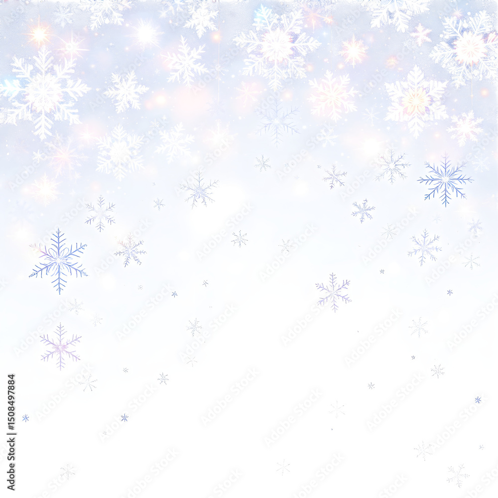 Poster a festive background with falling snowflakes and bright bokeh lights creating a winter wonderland sc