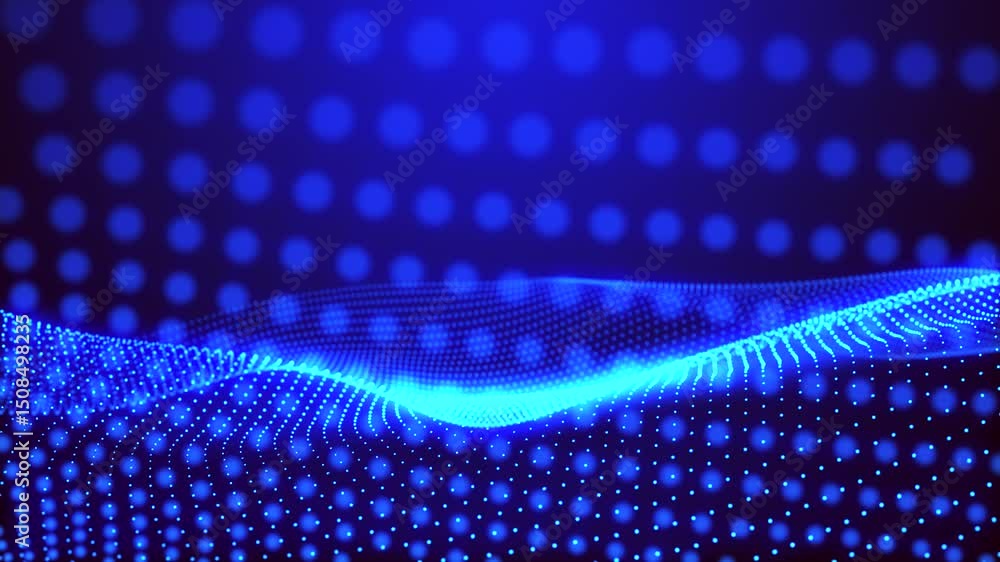 Poster dynamic and mesmerizing blue wave patterns of light, energy and artistic expression, evoking a sense