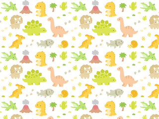 恐竜のパターン、背景・壁紙イラスト03 © GRACE