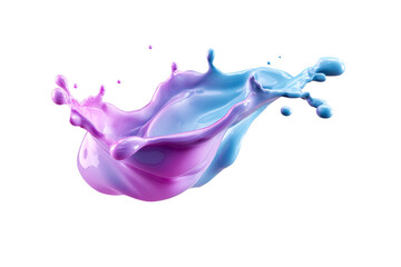 Vibrant splash of blue and purple paint on a transparent background
