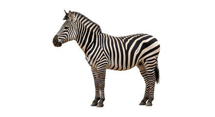 Fototapeta premium Zebra Stands on Black Background, Transparent Image