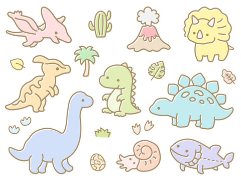 かわいい恐竜のイラストセット04