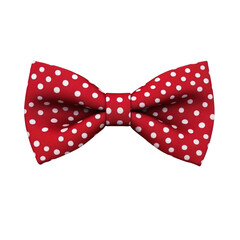 Elegant Red Bow Tie with White Polka Dots, Classic Mens Fashion Accessory, Stylish and Formal Wear Item isolated on a white background