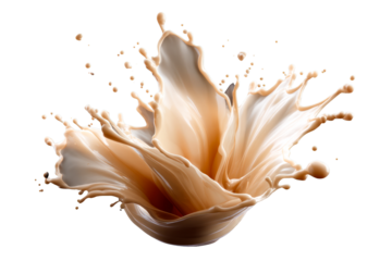 Splash of creamy liquid on transparent background creates dynamic art