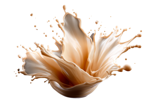 Splash of creamy liquid on transparent background creates dynamic art