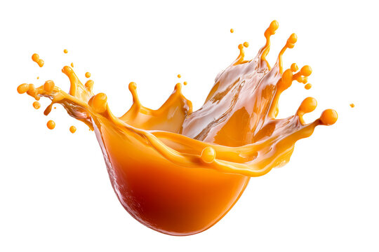 Vibrant orange splash captured against a transparent background