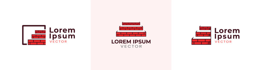 Unique brick with stairs vector logo design