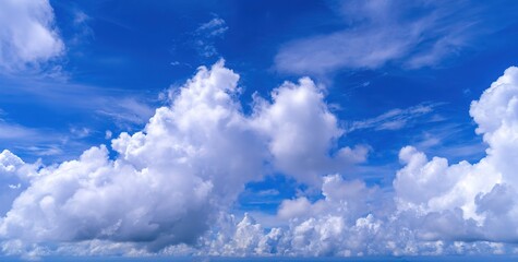 Vast Blue Sky With Fluffy White Clouds