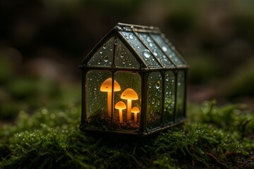  Mushrooms in Glass Lantern | lantern in the park
