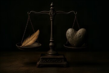 Feather and Heart on a Scale