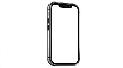 A sleek black smartphone stands upright against a plain background, showcasing its design