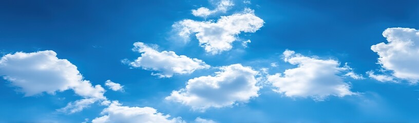 Bright Blue Sky with Fluffy Clouds