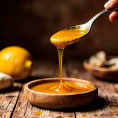Honey Dripping from Spoon Over Bowl | honey dripping from spoon