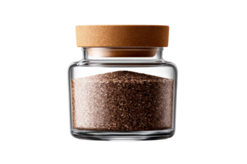 Brown sugar in a glass jar with a cork lid