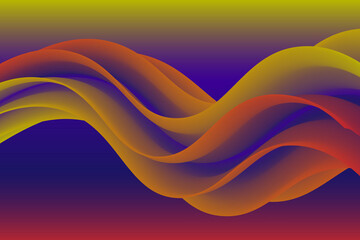 Abstract colorful wave background design with gradient hues of yellow orange and red over a deep blue purple