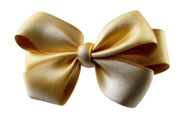 Elegant golden satin bow with a smooth finish for decoration