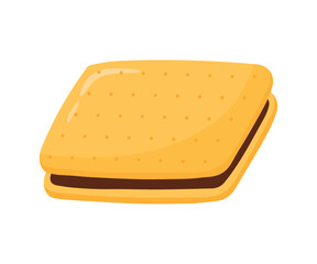 Sandwich Crackers with Chocolate Cream Snack Food Art Cute Cartoon Vector Illustration