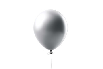 Silver balloon floating in the air against a transparent background