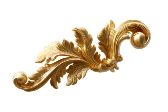 Decorative golden floral design with intricate details and curves