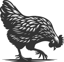 Hen black vector animal bird silhouette drawing