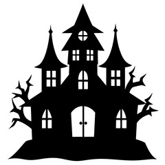 haunted house silhouette on white background .svg