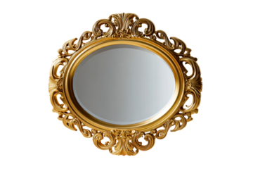 Elegant ornate gold mirror with a decorative frame