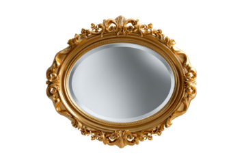 Elegant vintage oval mirror with ornate gold frame design