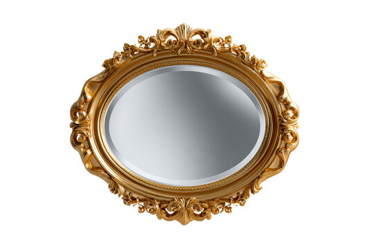 Elegant vintage oval mirror with ornate gold frame design