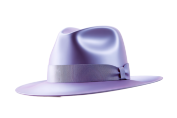 Elegant lavender fedora hat with a soft finish and sleek ribbon detail