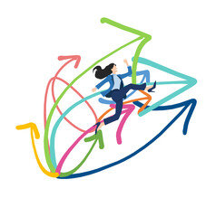 アイデアを閃くビジネスウーマンのイラスト	