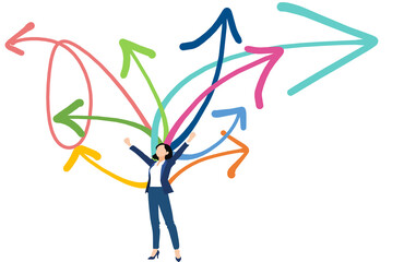 アイデアを閃くビジネスウーマンのイラスト	