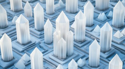 Fototapeta premium Crystal Cityscape Abstract Geometric Towers, Architecture ,Minimalism
