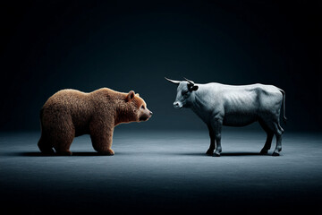 Bear in the shadow, bull in the light - a visual metaphor for the transition from decline to growth