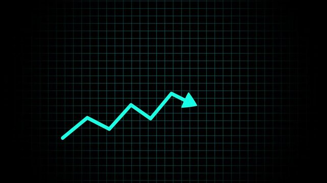Glowing line graph rising steadily to show market growth. Animated chart for finance, trading, and business presentations.