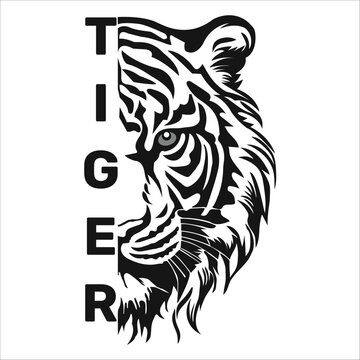 tiger half face  head vector